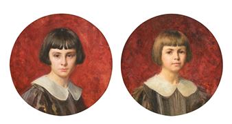 Portraits of Luisa and Adele Valvassori - Giacomo Grosso