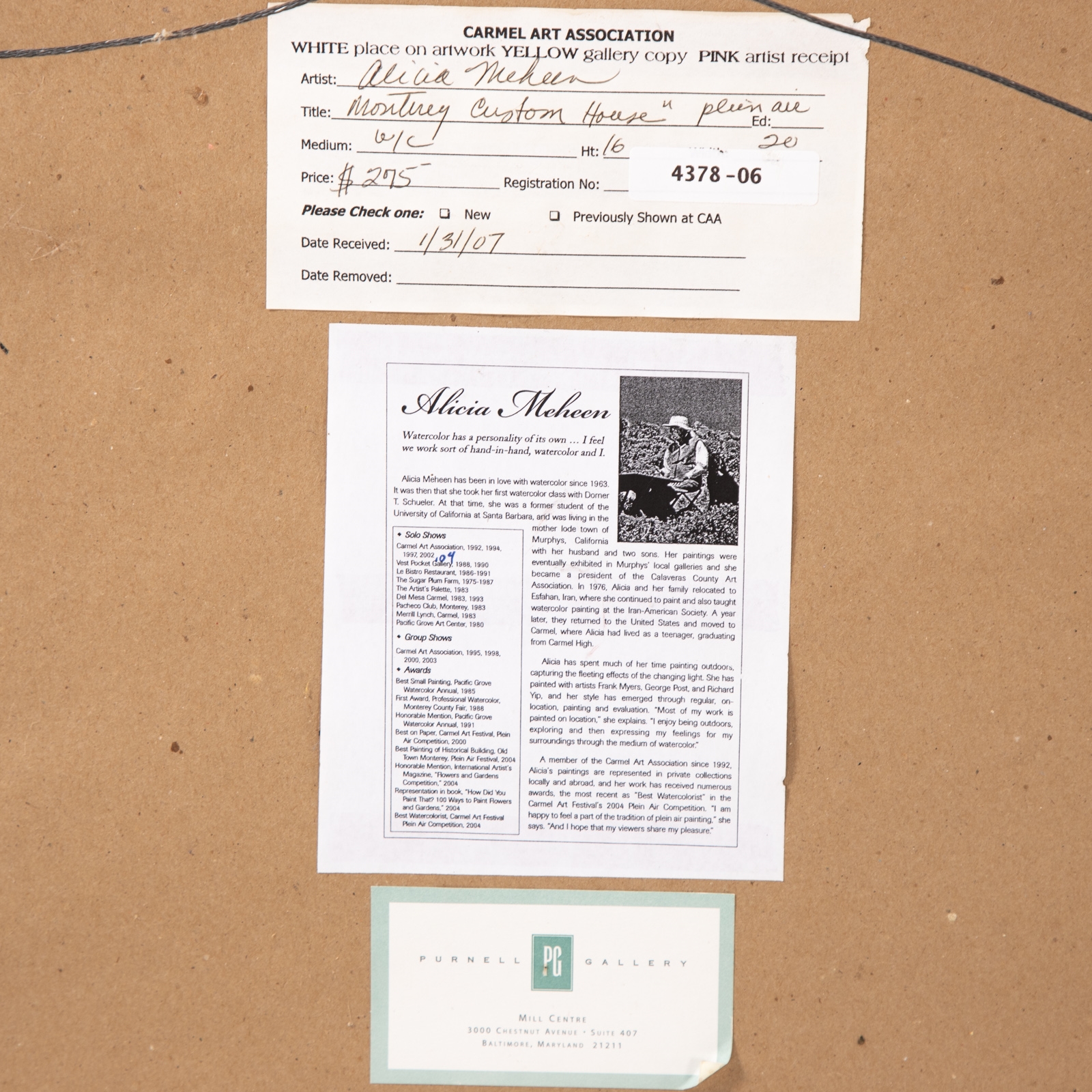 Artwork by Alicia Meheen, Three Framed Artworks, Made of watercolor on paper