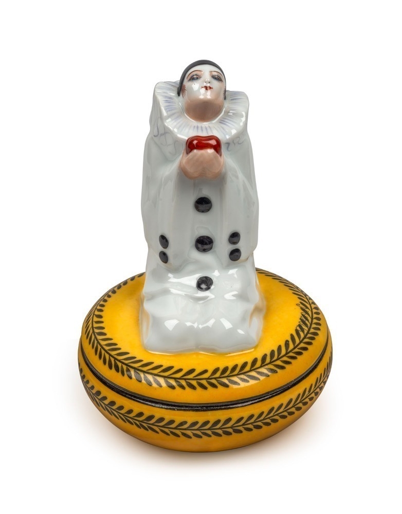 Artwork by Joseph Gazan, Untitled, Made of figural powder bowl with Pierrot top