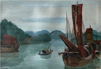 Yvan DARAGNES (XXth) Halong Bay Oil on paper, titled and signed. 26 x 38 cm - Yvan Daragnes