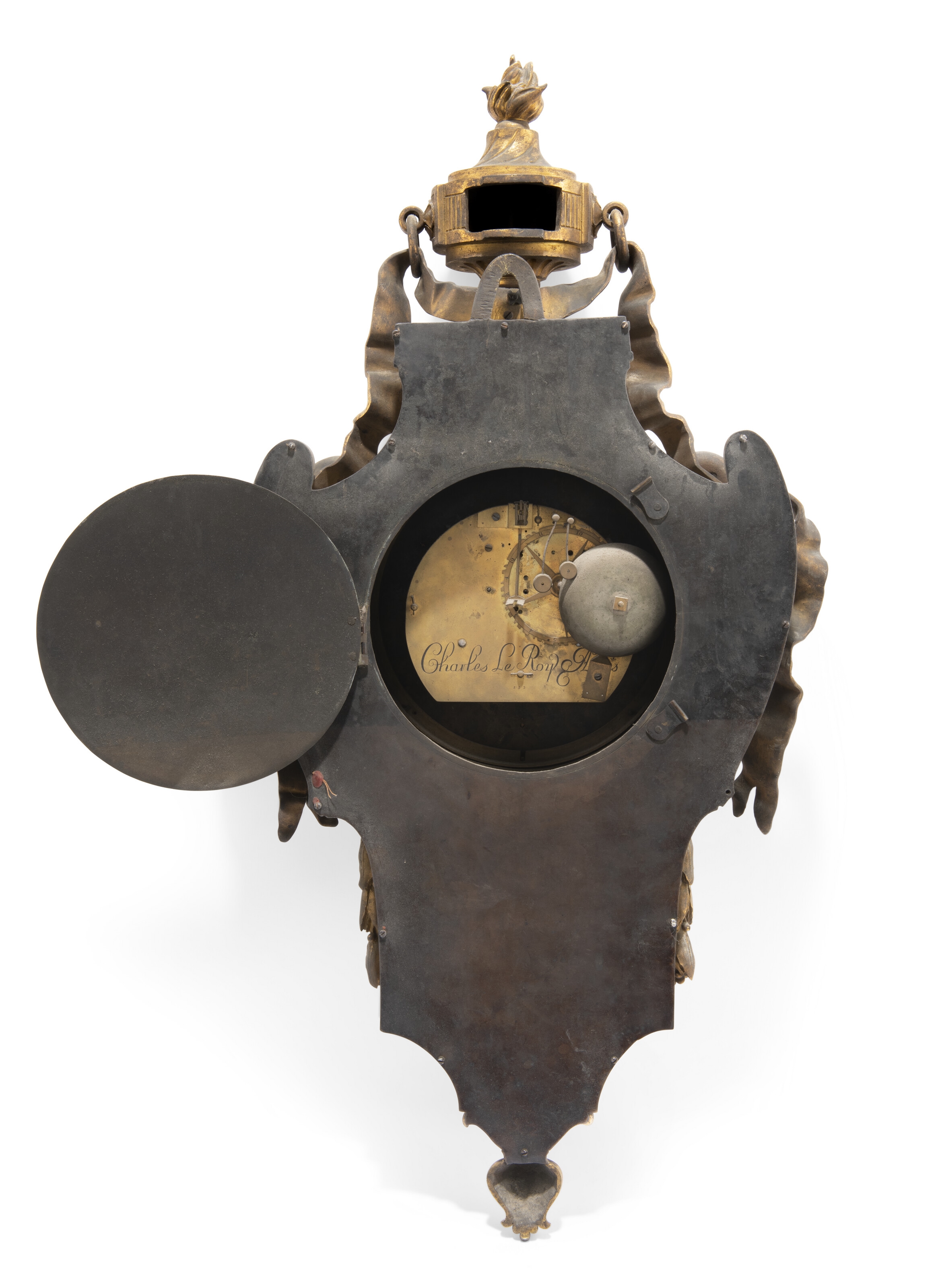 Artwork by Robert Osmond, Charles LE Roy, A LATE LOUIS XV ORMOLU CARTEL CLOCK, Made of glazed white enamel