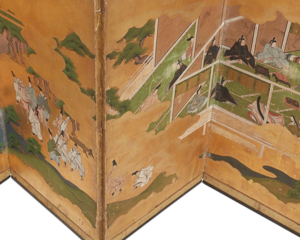 Japanese School | A Japanese six-panel narrative Byobu screen | MutualArt