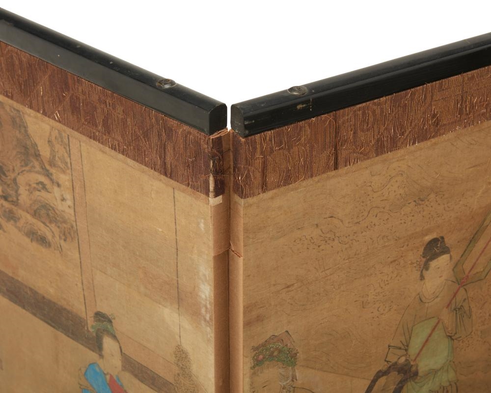 Artwork by Chinese School, A Chinese four-panel screen, Made of ink and color on silk