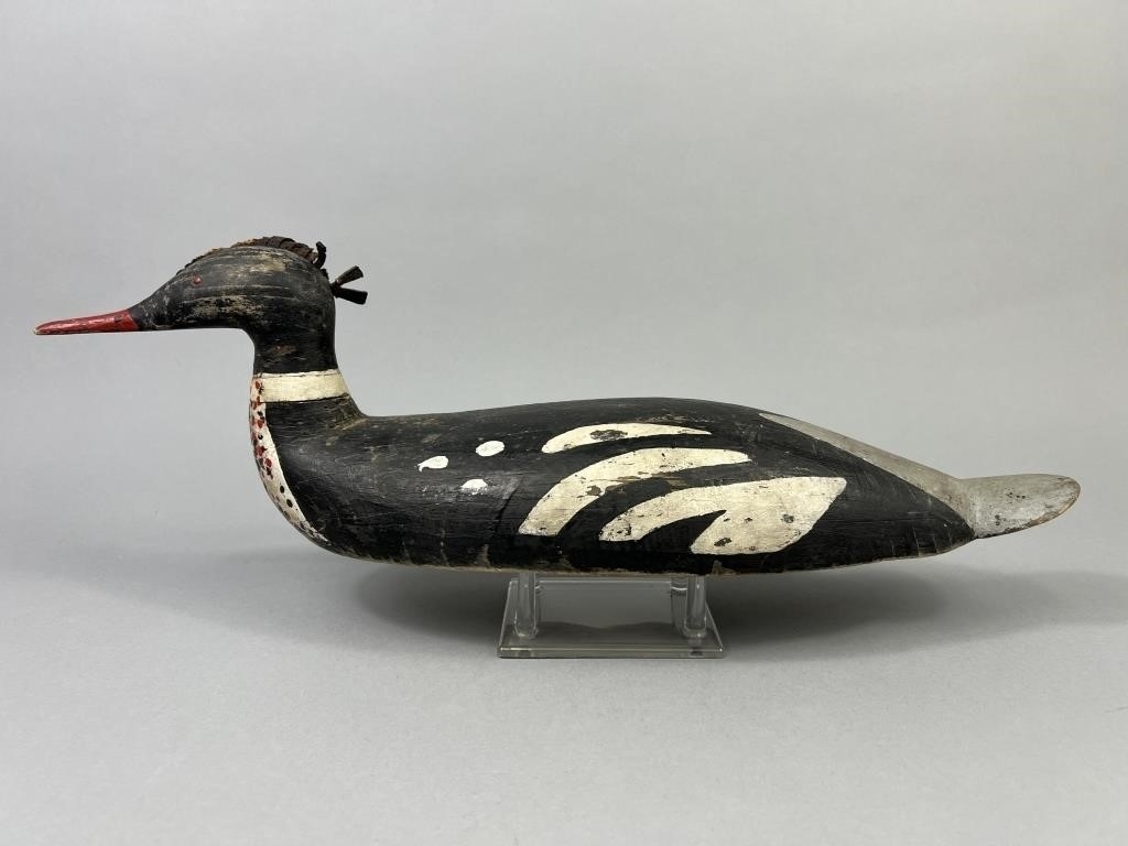 Artwork by Gilbert Rafuse, Gilbert Rafuse Merganser Drake Duck Decoy, Made of leather