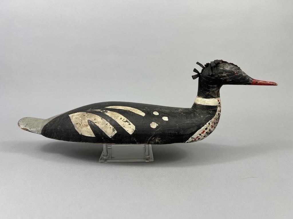 Artwork by Gilbert Rafuse, Gilbert Rafuse Merganser Drake Duck Decoy, Made of leather
