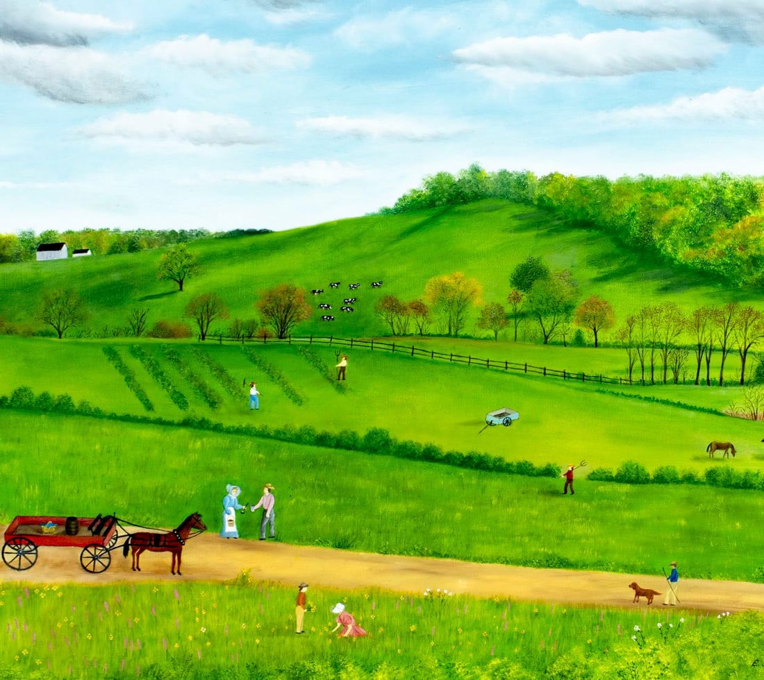 Artwork by Evelyn S. Dubiel, Farming in Pomfret, CT (titled on label, Made of oil on canvas