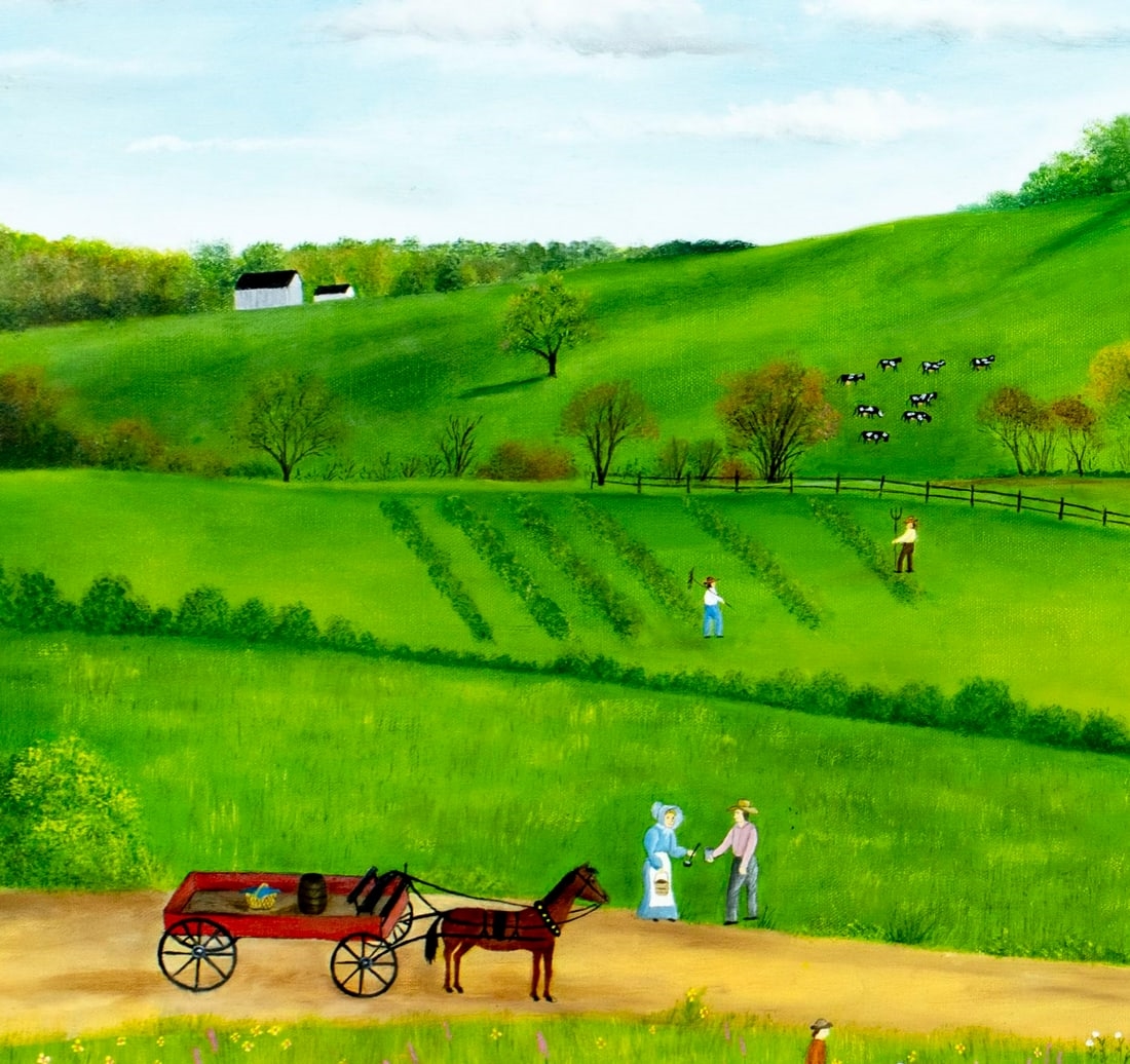 Artwork by Evelyn S. Dubiel, Farming in Pomfret, CT (titled on label, Made of oil on canvas