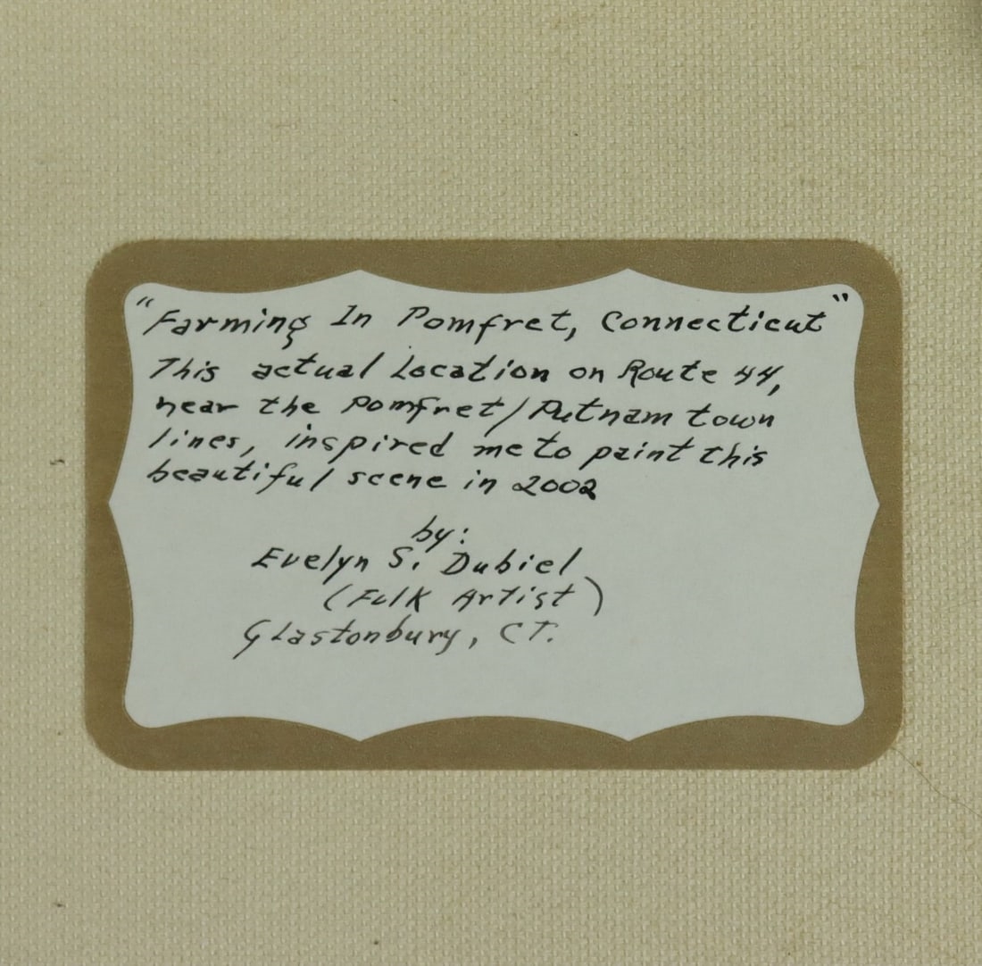 Artwork by Evelyn S. Dubiel, Farming in Pomfret, CT (titled on label, Made of oil on canvas