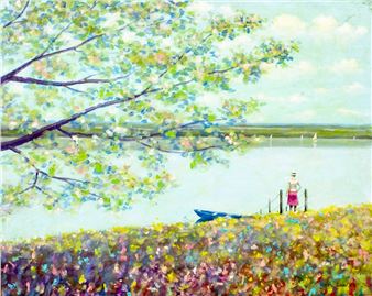 Coastal Landscape with Boat - Alan Cours