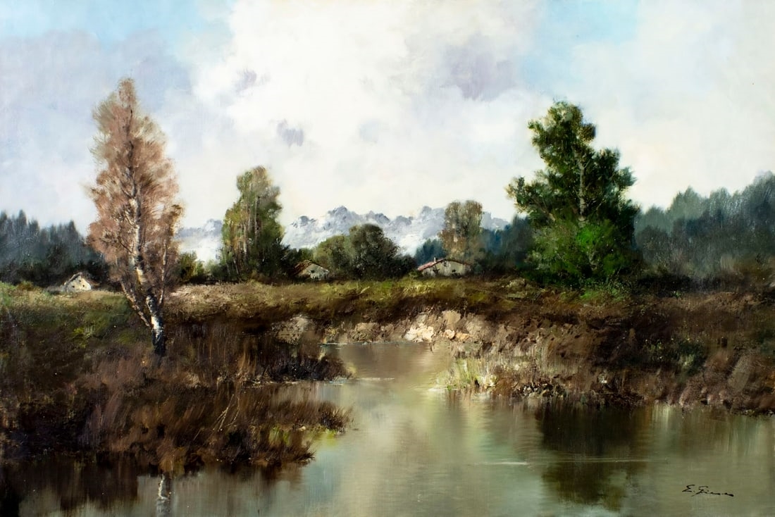 Artwork by Erich Griese, River Landscape, Made of oil on canvas