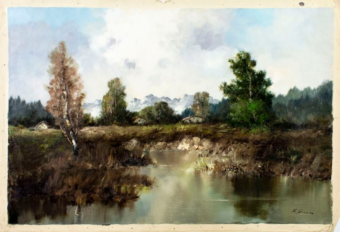 Artwork by Erich Griese, River Landscape, Made of oil on canvas