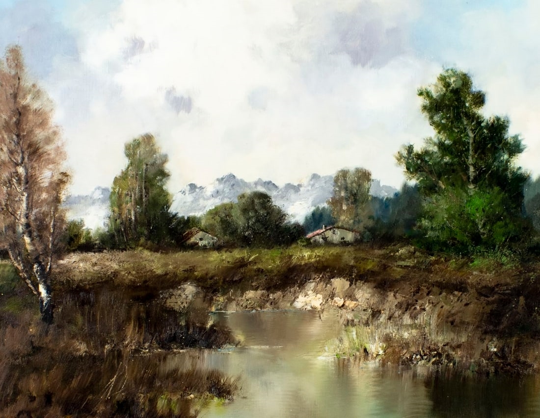 Artwork by Erich Griese, River Landscape, Made of oil on canvas