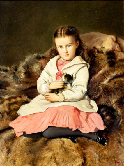 Girl with Kitten by Francis John Wyburd