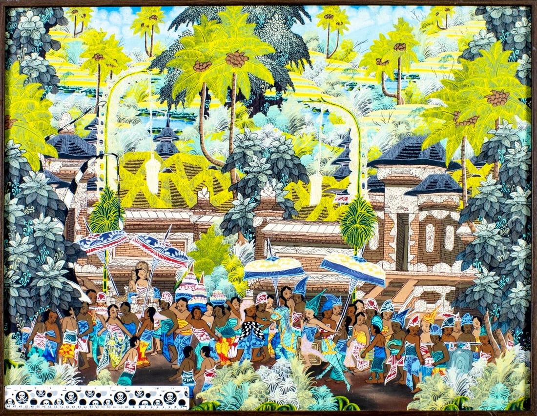 Artwork by Nydarta Penessanan Kloo, Balinese Street Scene, Made of oil on board