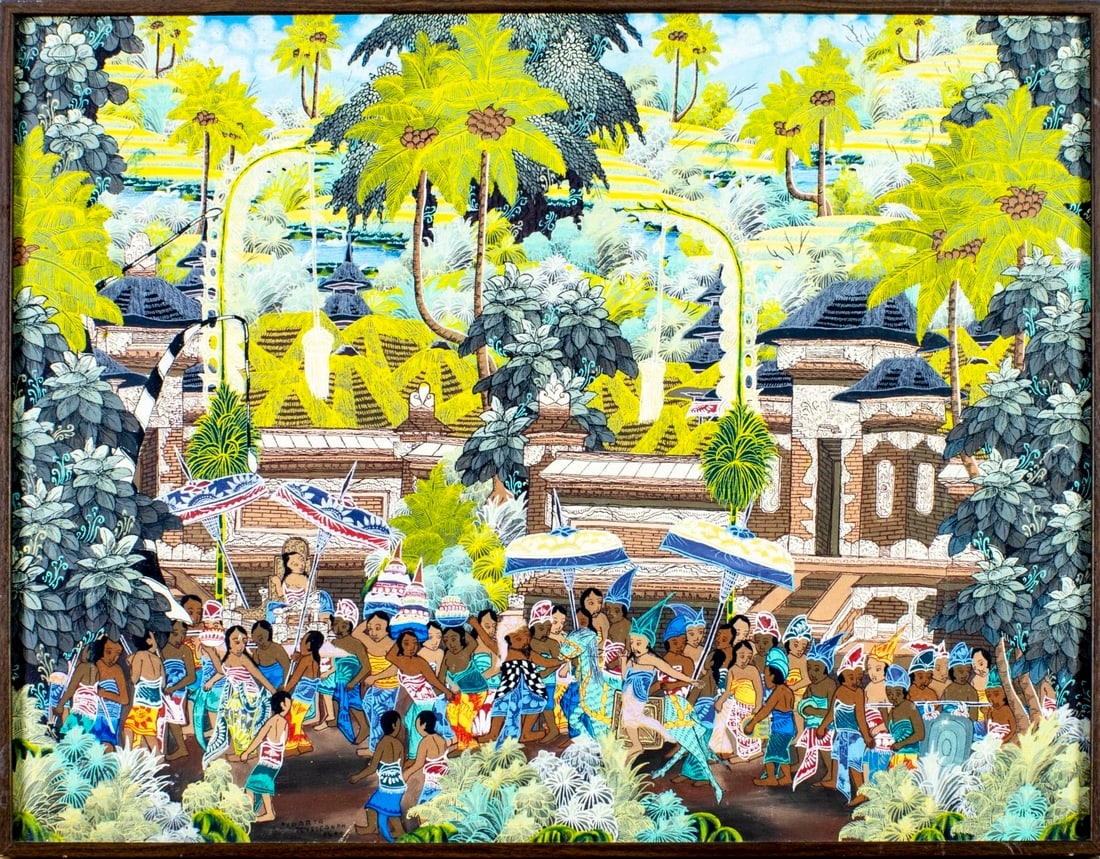 Artwork by Nydarta Penessanan Kloo, Balinese Street Scene, Made of oil on board