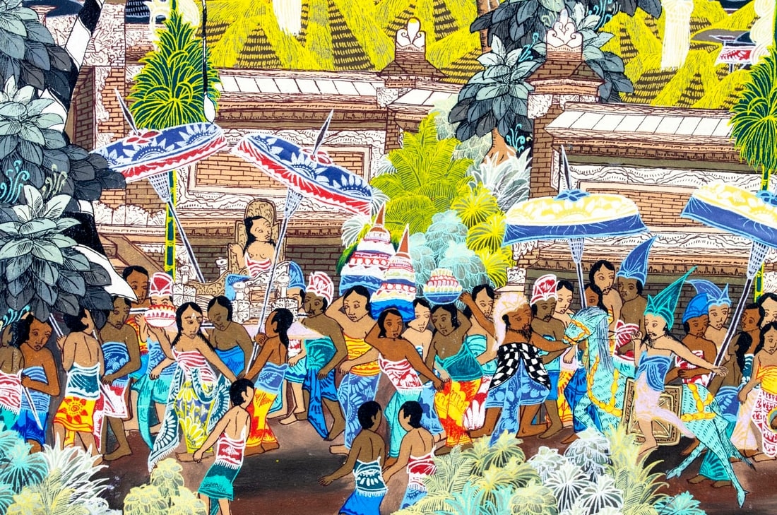 Artwork by Nydarta Penessanan Kloo, Balinese Street Scene, Made of oil on board