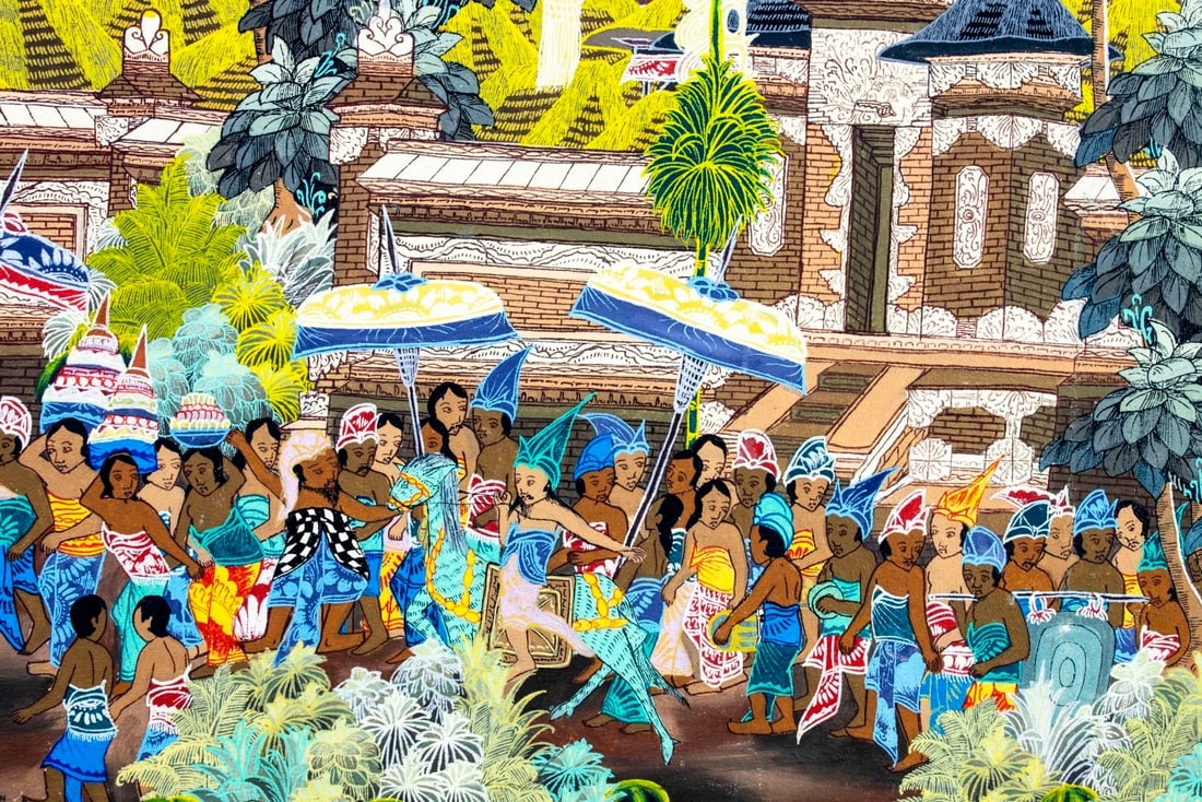 Artwork by Nydarta Penessanan Kloo, Balinese Street Scene, Made of oil on board