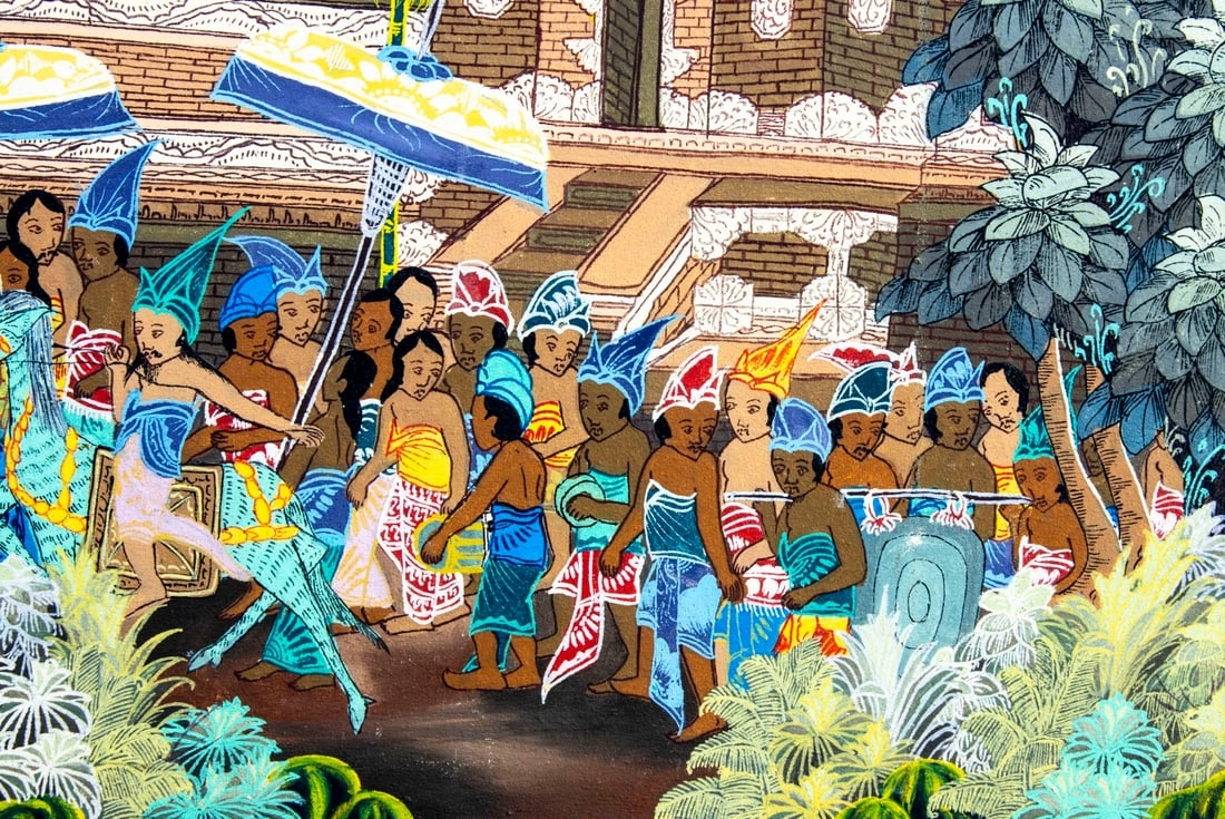 Artwork by Nydarta Penessanan Kloo, Balinese Street Scene, Made of oil on board