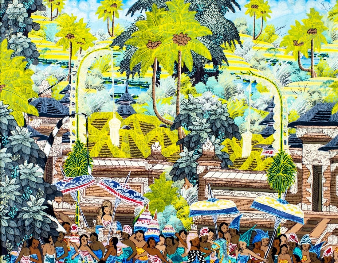 Artwork by Nydarta Penessanan Kloo, Balinese Street Scene, Made of oil on board