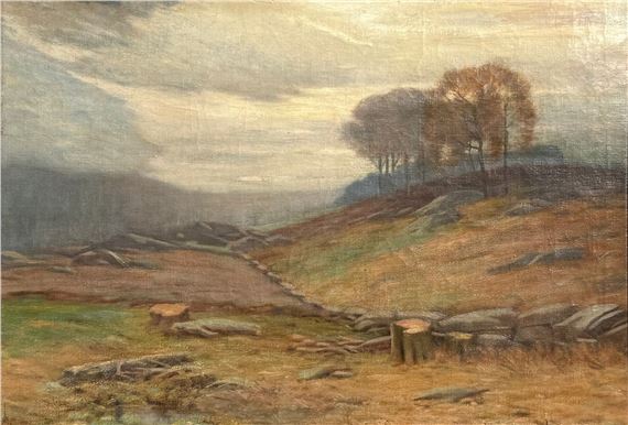 'A Grey Morning', (A Cos Cob, Connecticut estate) by Leonard Ochtman, 1905