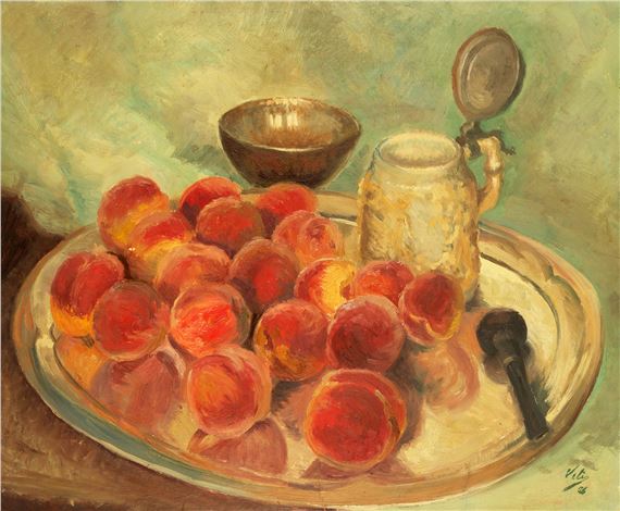 Still Life with Peaches and Carafe [1956 by Vasile Velisaratu, circa 17
