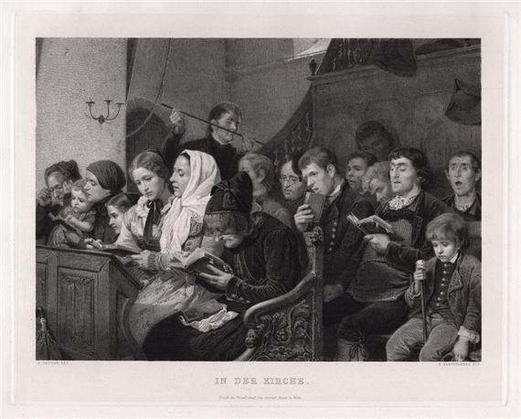 In der Kirche (In the Church). by Benjamin Vautier the Elder, 1887