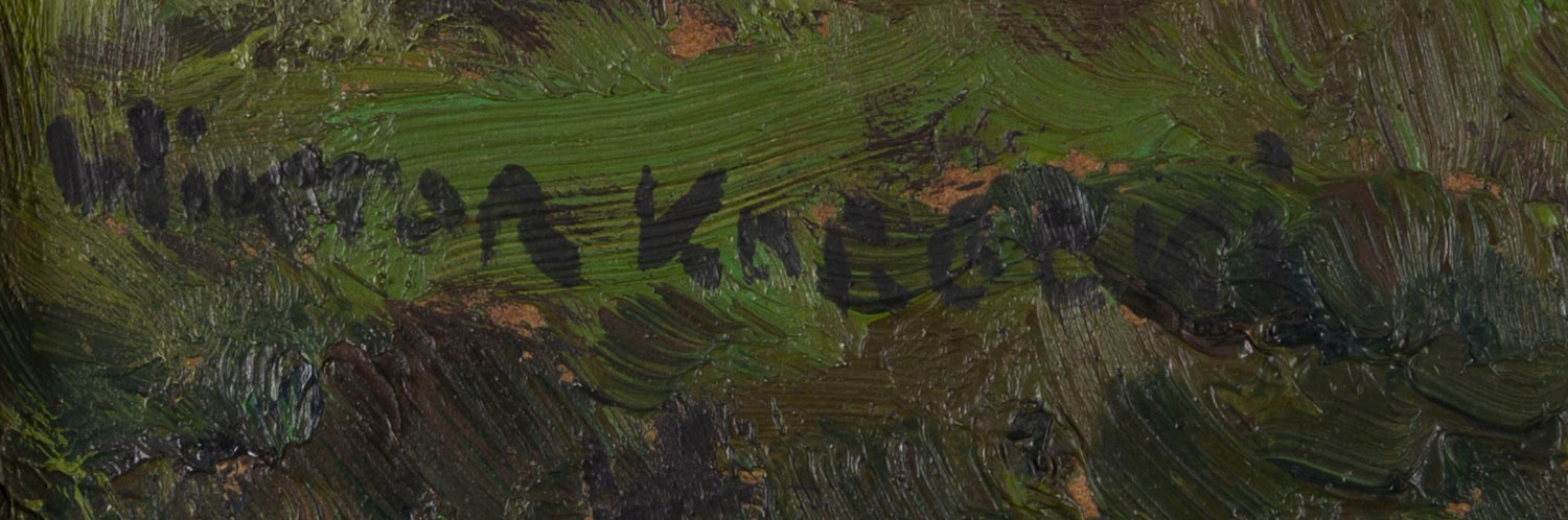 Artwork by Wiktor Korecki, Pejzaz z kaczencami oil/paperboard, Made of oil/paperboard