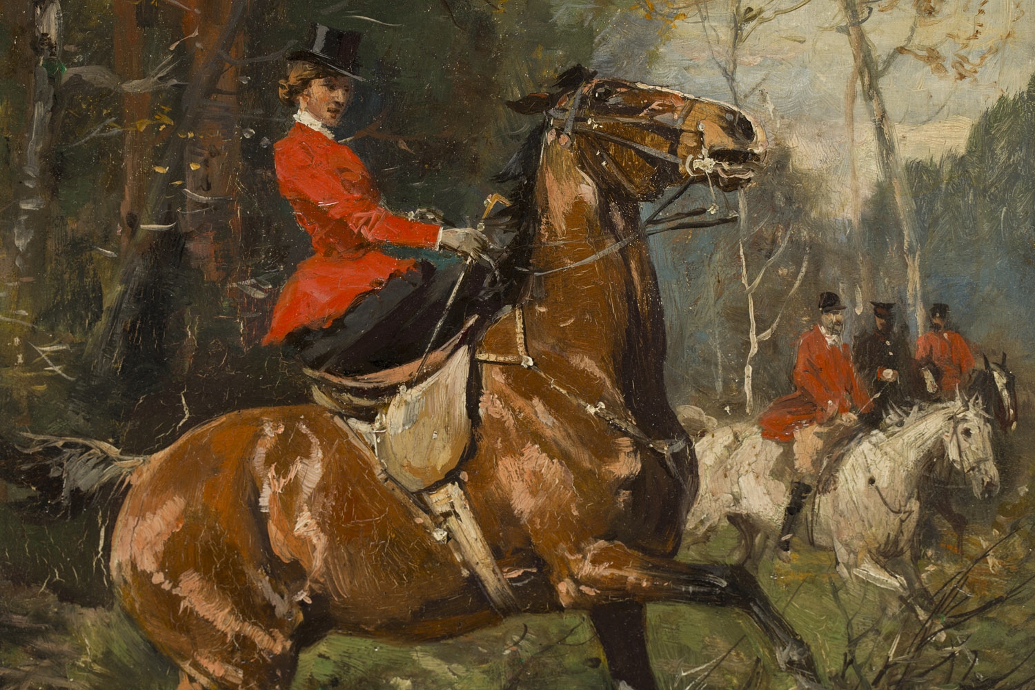 Artwork by Georg Koch, Polowanie par force oil/panel, Made of Oil/Panel