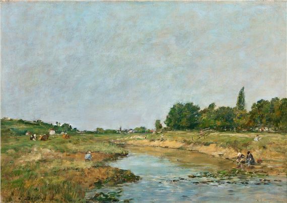 Eugène Louis Boudin | Laveuses au bord de la Touques (1886