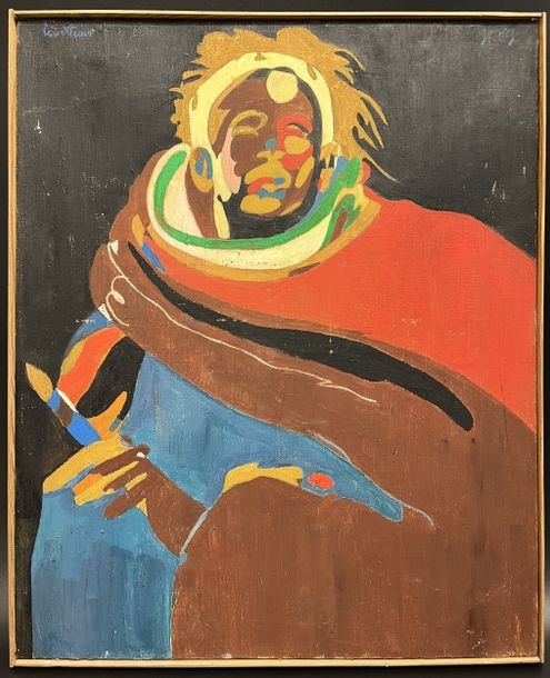 Artwork by Pierre Courtens, Portrait of a man with a brush, Made of Oil on canvas