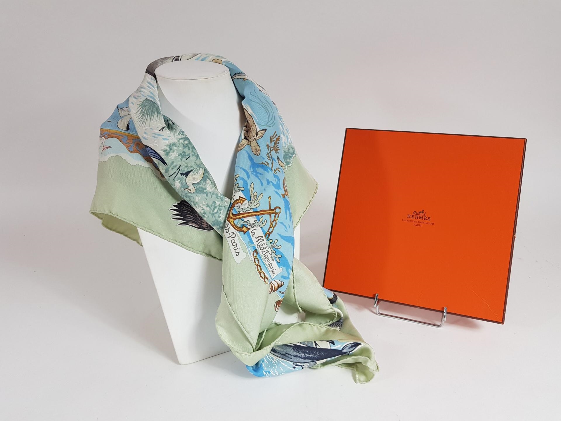 Artwork by La Méditerranée, HERMES - "La vie précieuse de la Méditerranée" - carré en soie par R Dallet