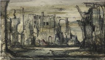 Kleine studie van afgebrande Schouwburg, Utrecht - Dirkje Kuik