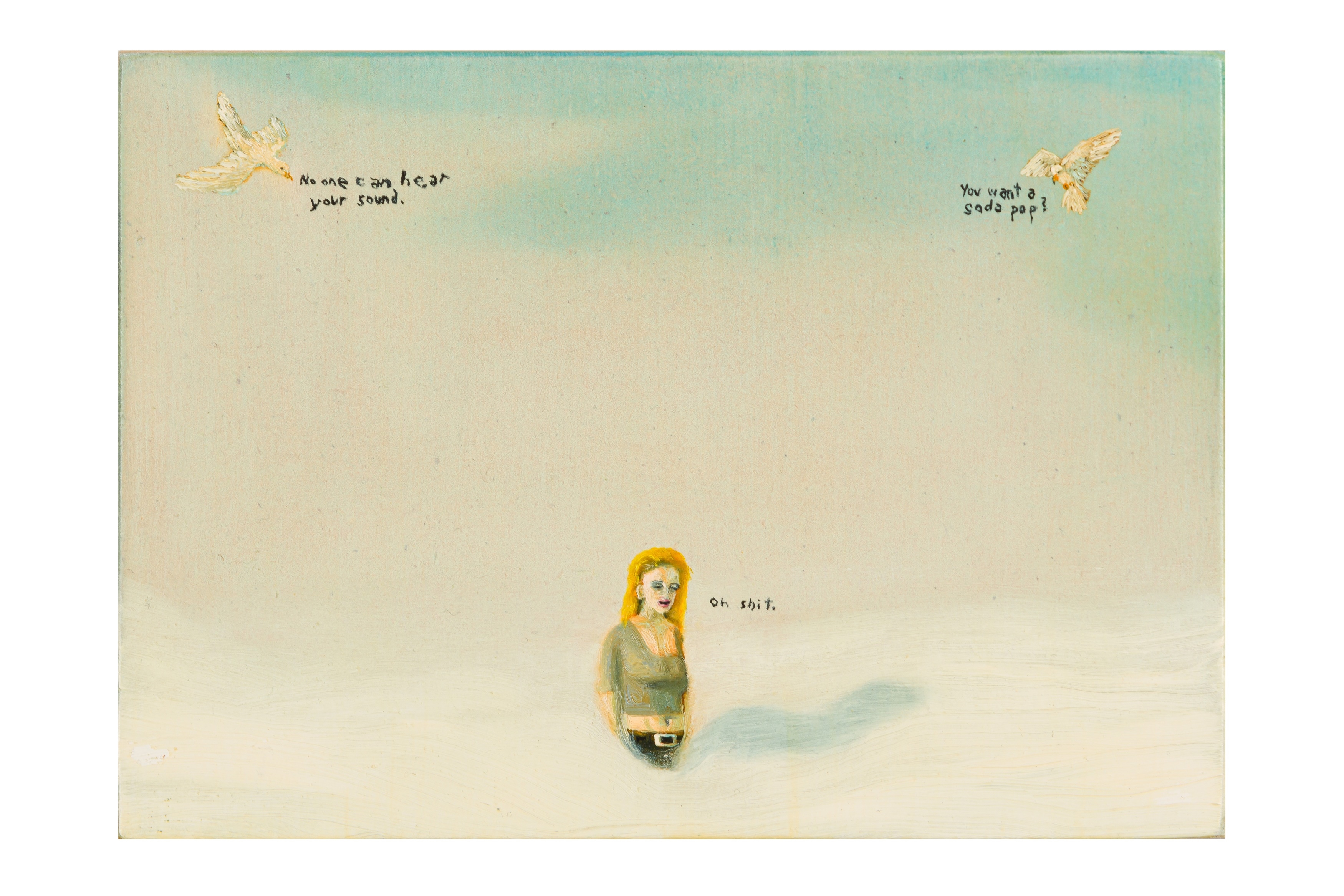 Artwork by Dan Attoe, A Tough Moment; Ghost in the Dandelions, Made of oil on board