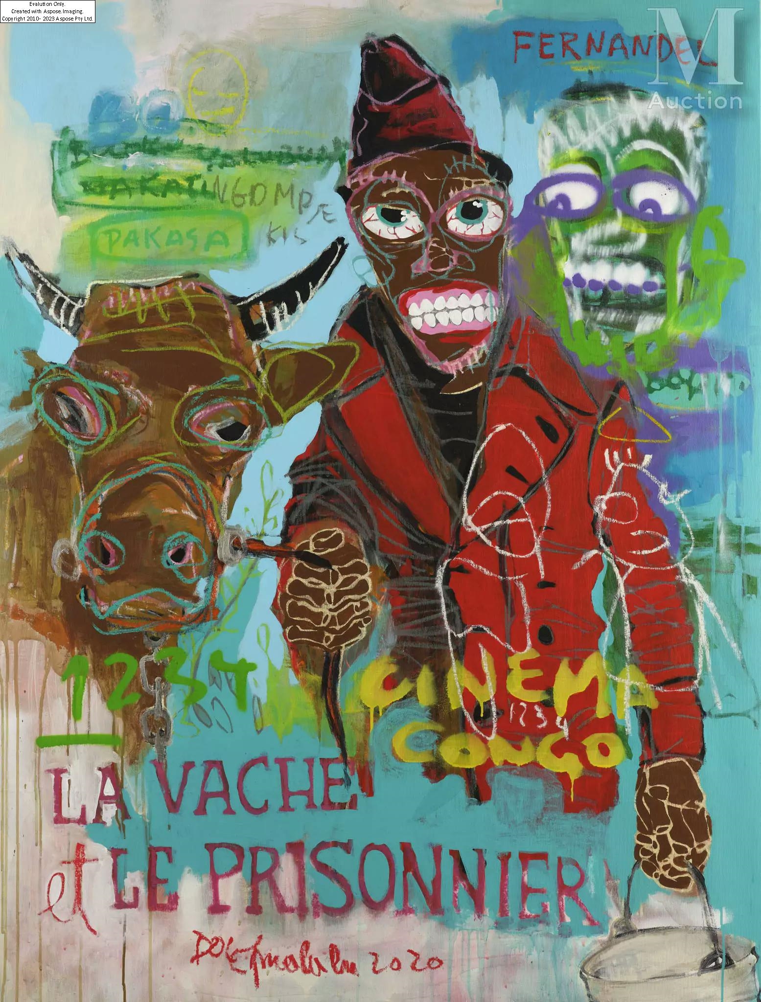 Artwork by Dolet Malalu, La vache et le prisonnier, Made of Acrylic on canvas