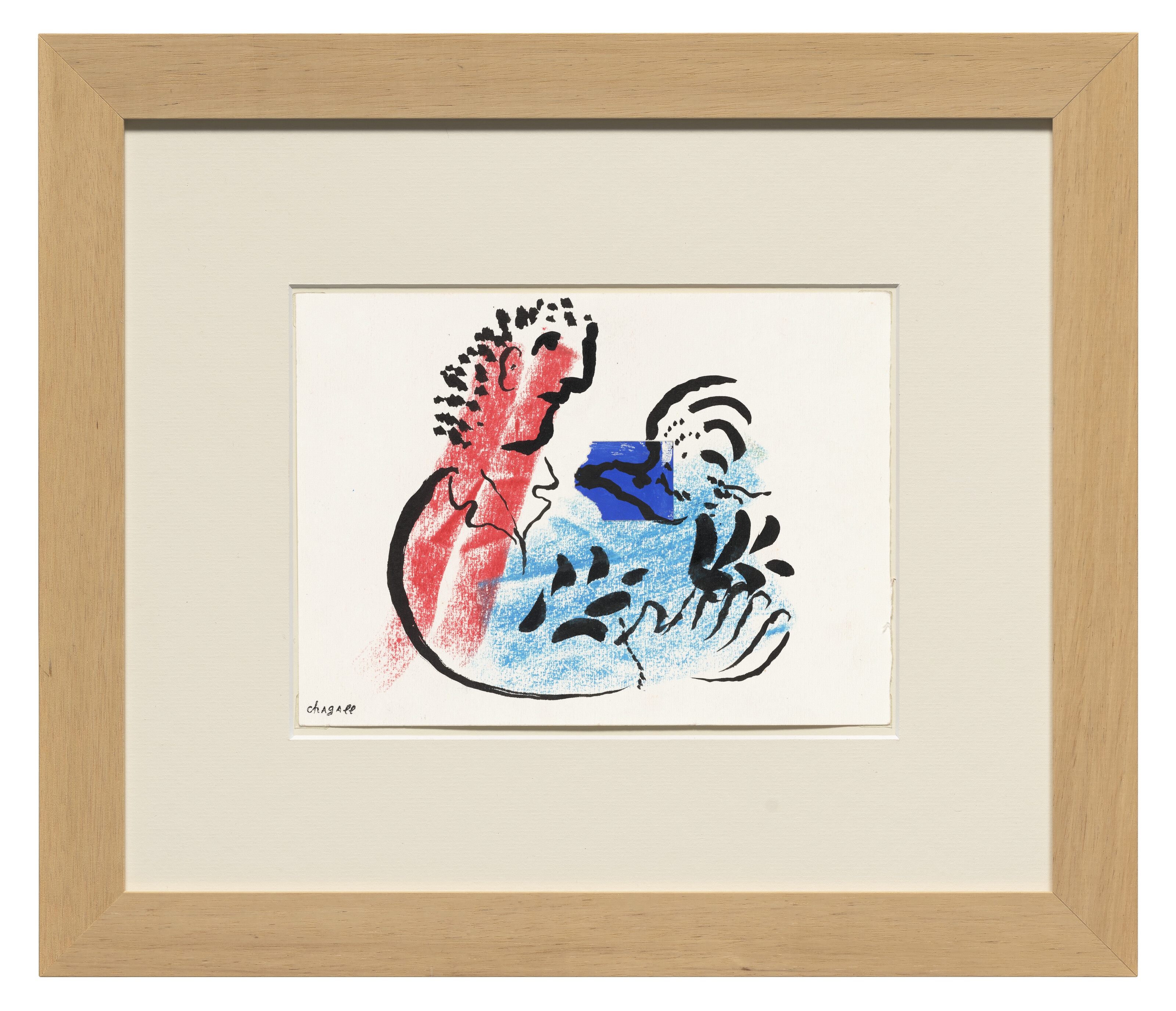 Marc Chagall | Profil rouge et bleu aux six doigts (Circa 1972) | MutualArt