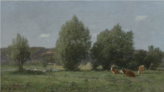 Eugène Louis Boudin | Environs d'Honfleur, pâturage (1854 - 1857