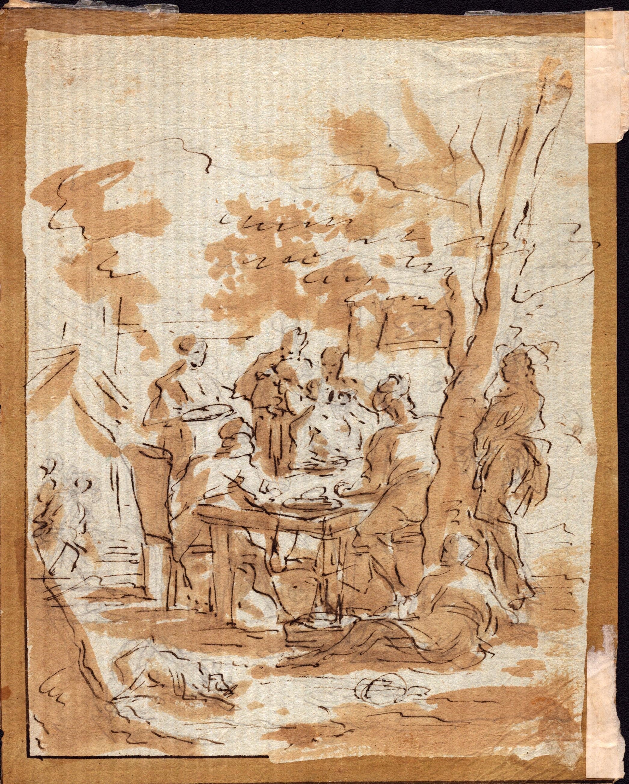Artwork by Venetian School, 18th Century, Outdoor banquet scene, Venetian school of the 18th century, Made of pencil on laid paper
