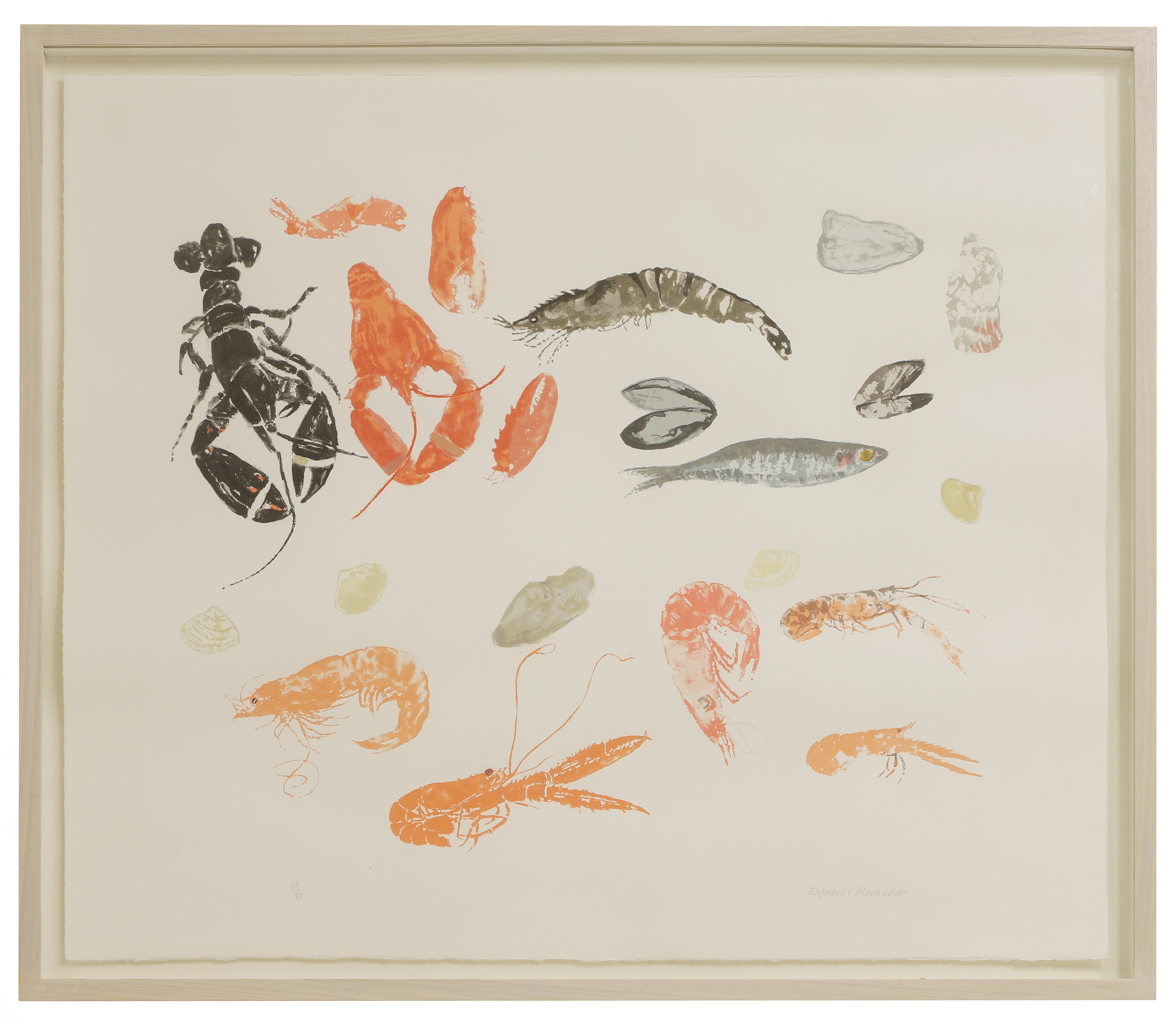 Artwork by Elizabeth Blackadder, Seafood Medley, Made of screenprint in colours