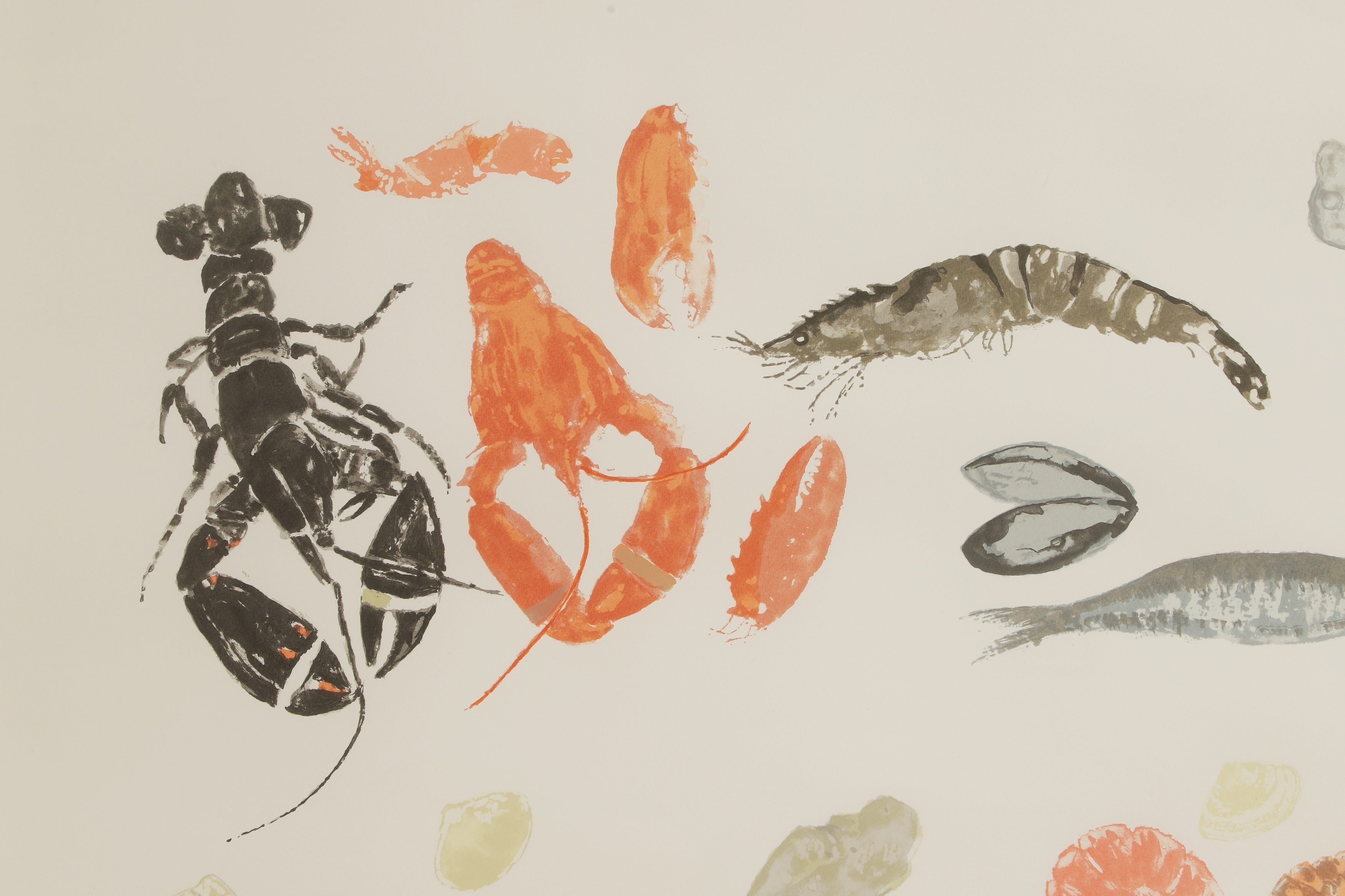 Artwork by Elizabeth Blackadder, Seafood Medley, Made of screenprint in colours