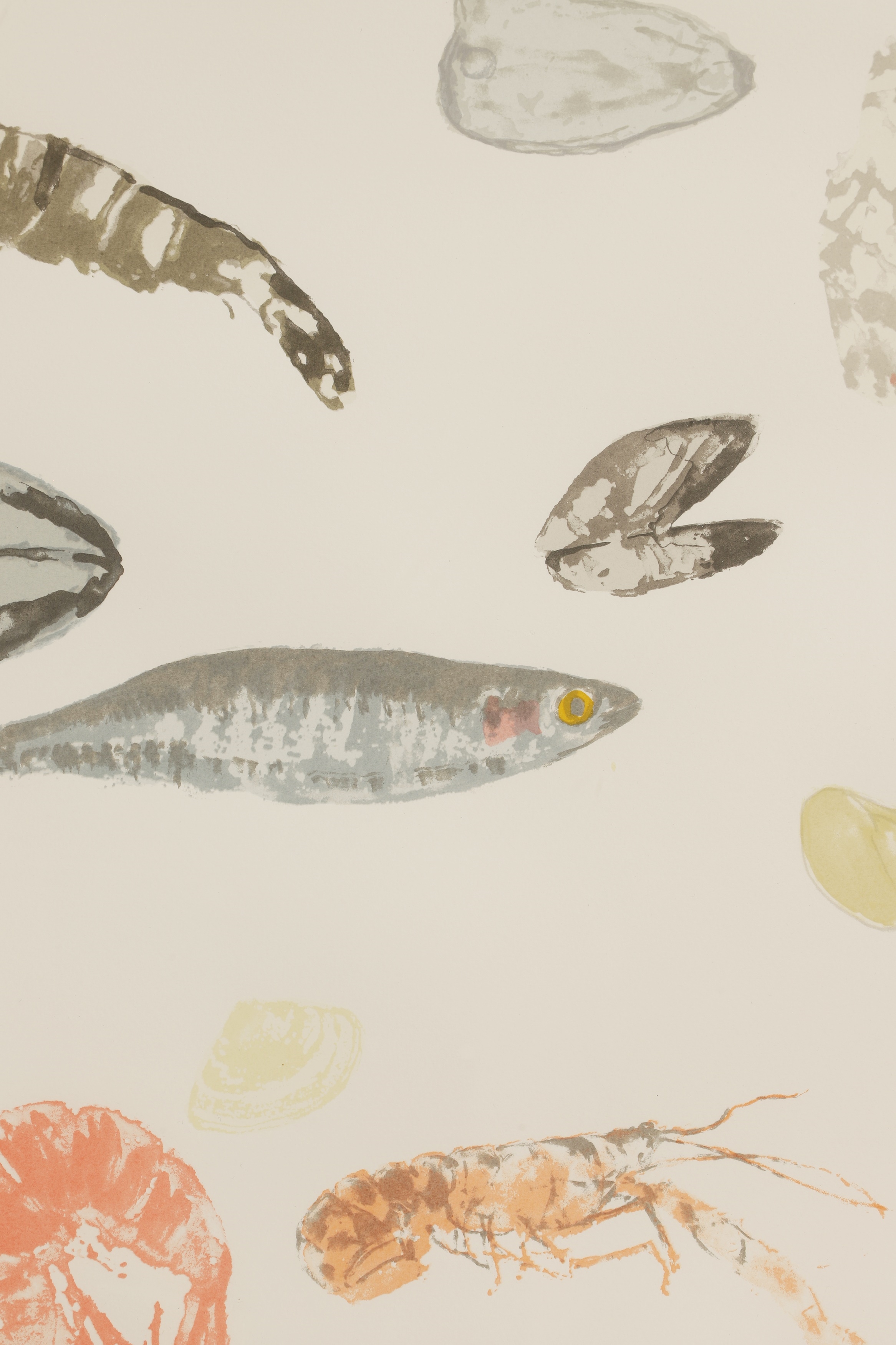 Artwork by Elizabeth Blackadder, Seafood Medley, Made of screenprint in colours