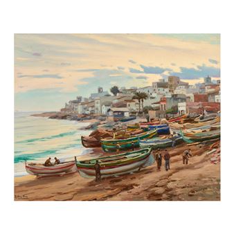 Barcas en la playa - Ramón Mas i Mas