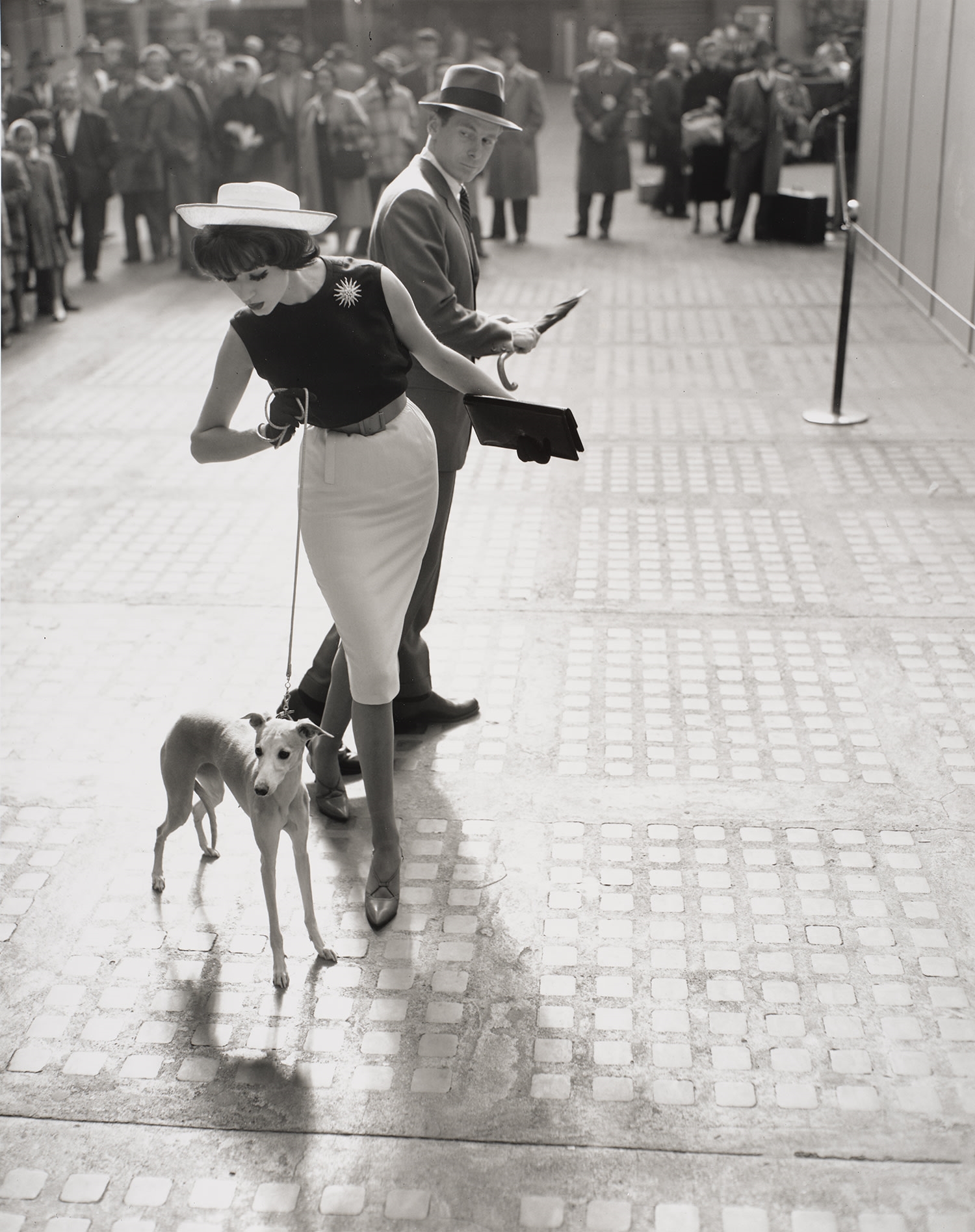 Artwork by William Helburn, Simone D'Aillencourt with Whippet, Penn Station, Made of Gelatin silver print