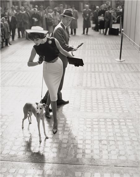 Simone D'Aillencourt with Whippet, Penn Station by William Helburn, circa 1959