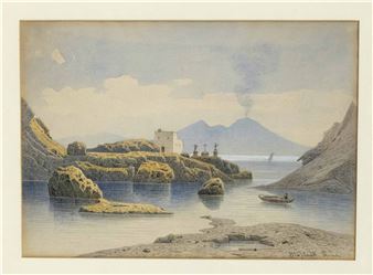 kleine Bucht im Golf von Neapel mit dem Vesuv im Hintergrund - Arthur Blaschnik