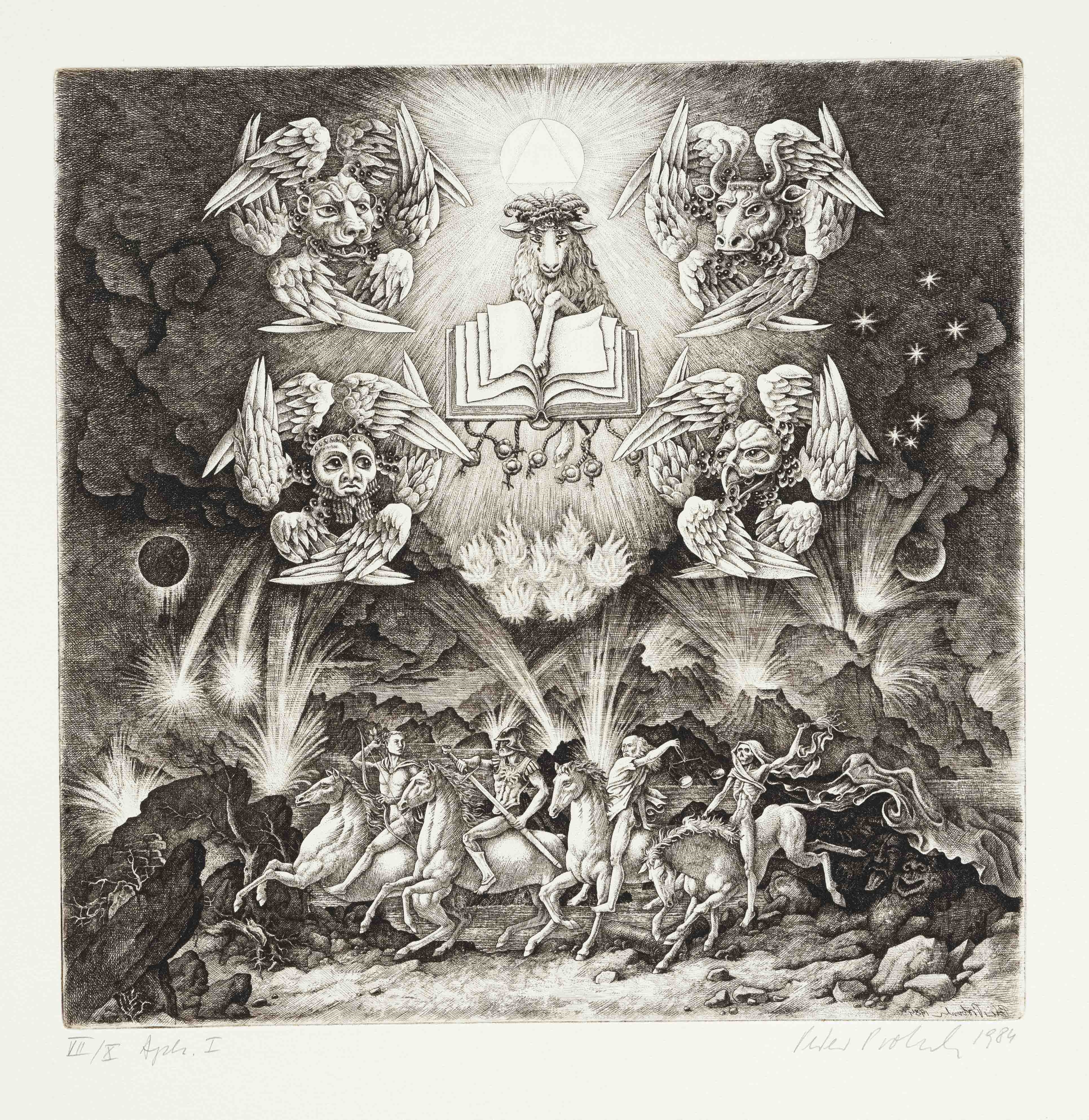 Artwork by Peter Proksch, “Die Apokalypse“, Made of etchings