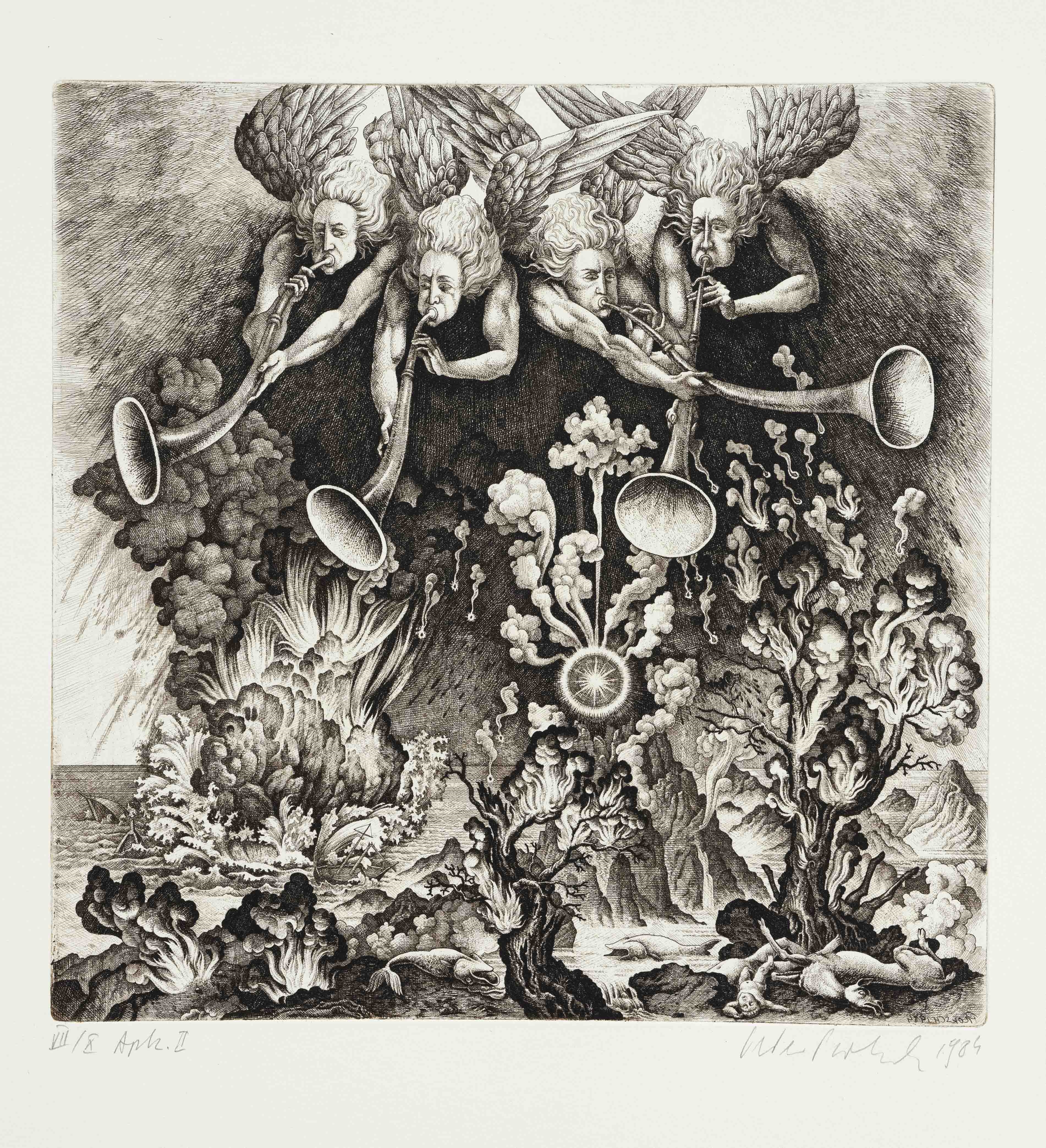 Artwork by Peter Proksch, “Die Apokalypse“, Made of etchings