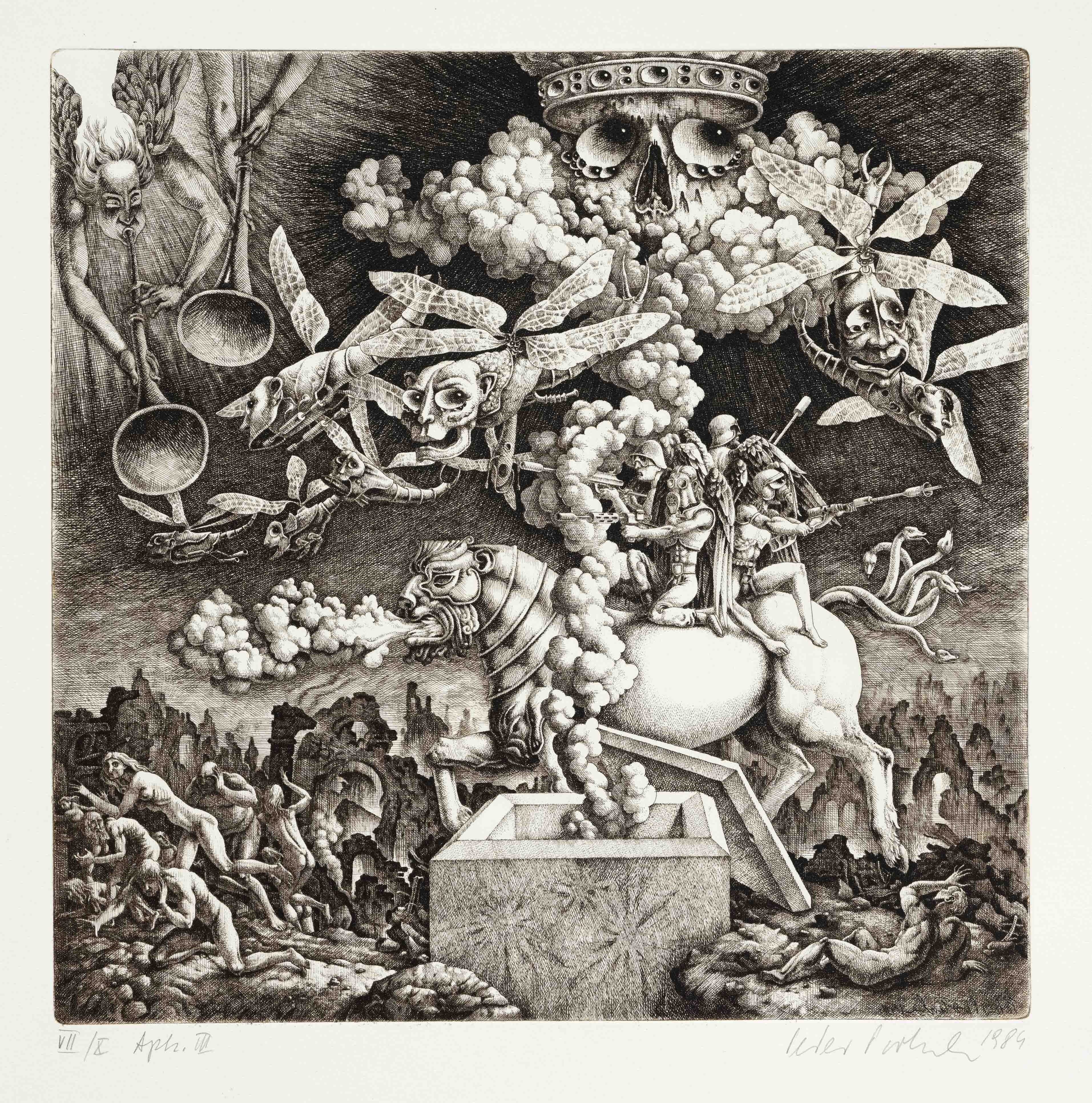Artwork by Peter Proksch, “Die Apokalypse“, Made of etchings