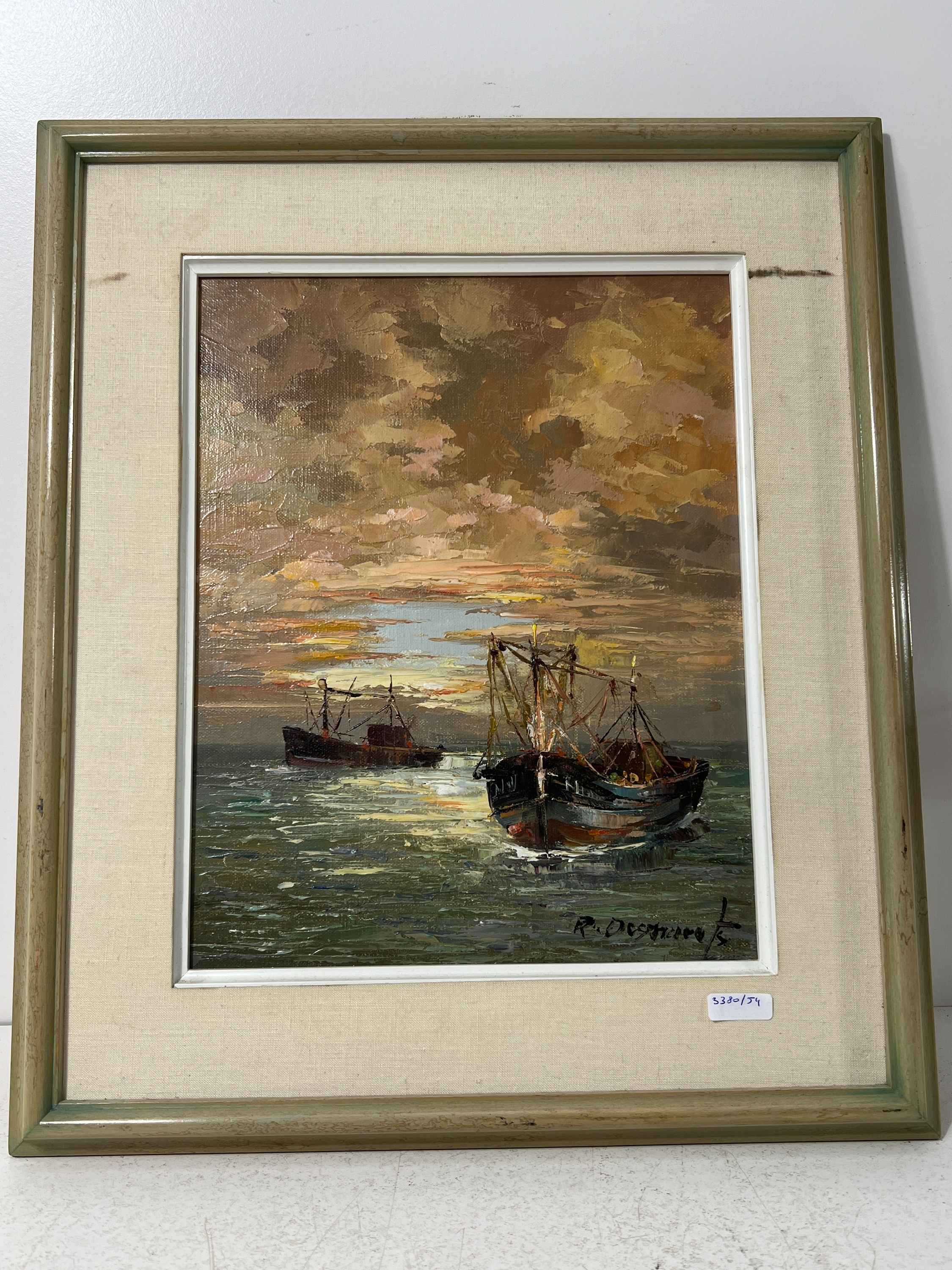 Artwork by Robert Desmarets, Marine, Made of oil on canvas