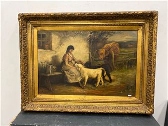 &quot; Bergère et ses moutons&quot; - Joseph Denovan Adam