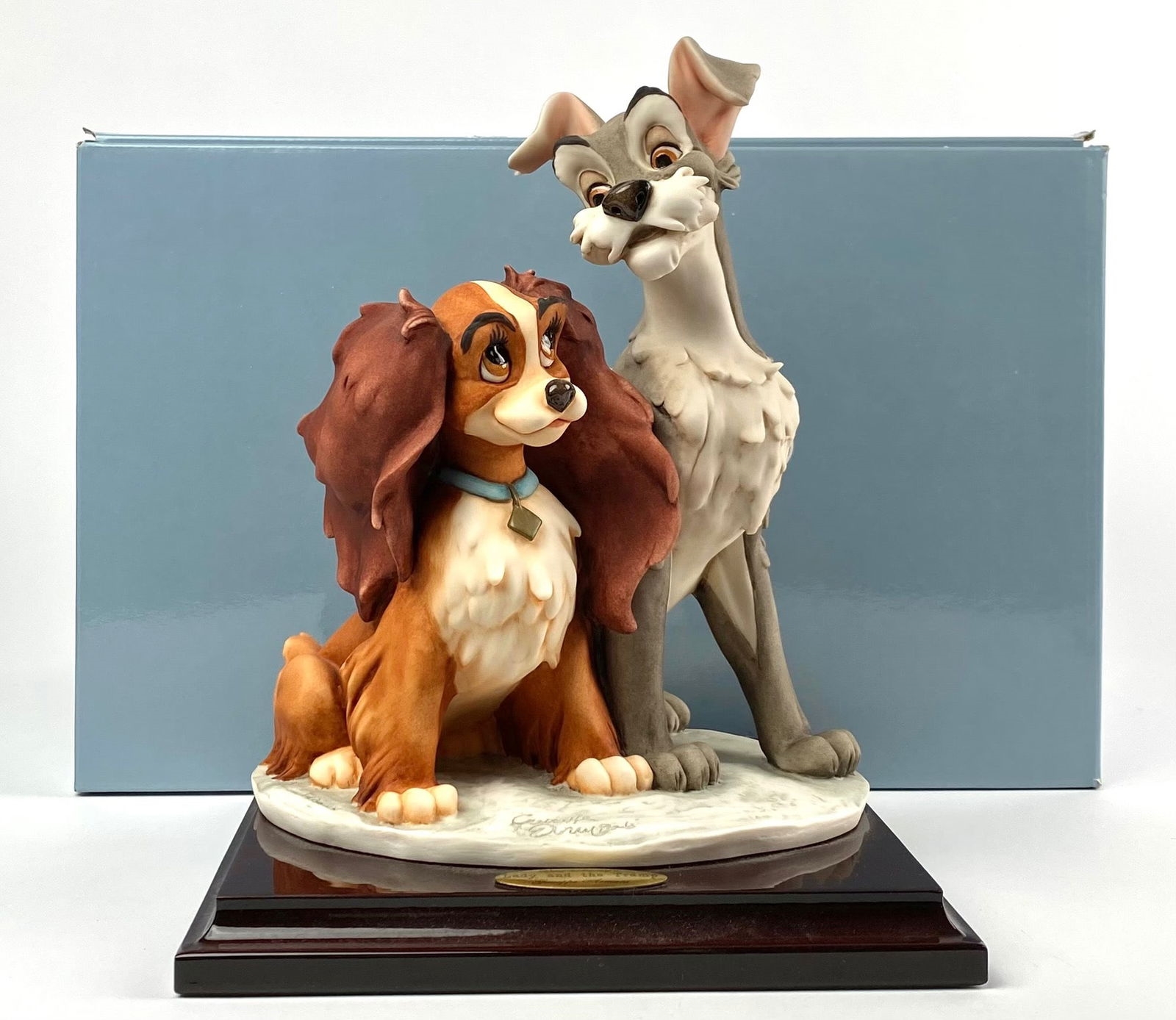 Artwork by Giuseppe Armani, Disney Lady and Tramp By Giuseppe Armani (Original Box), Made of ceramic sculpture